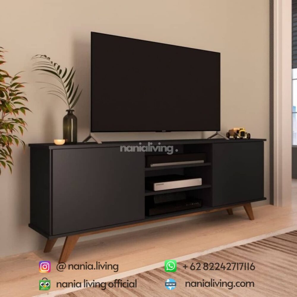 Anni Minimalist Teak Wood Sideboard TV with 2 Doors 3 Drawer