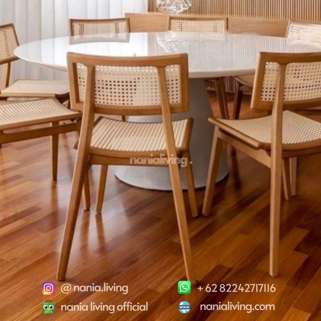Belfast 8 Rattan Wicker Dining Chairs with Round Dining Table Set 4 cv nania bintang utama