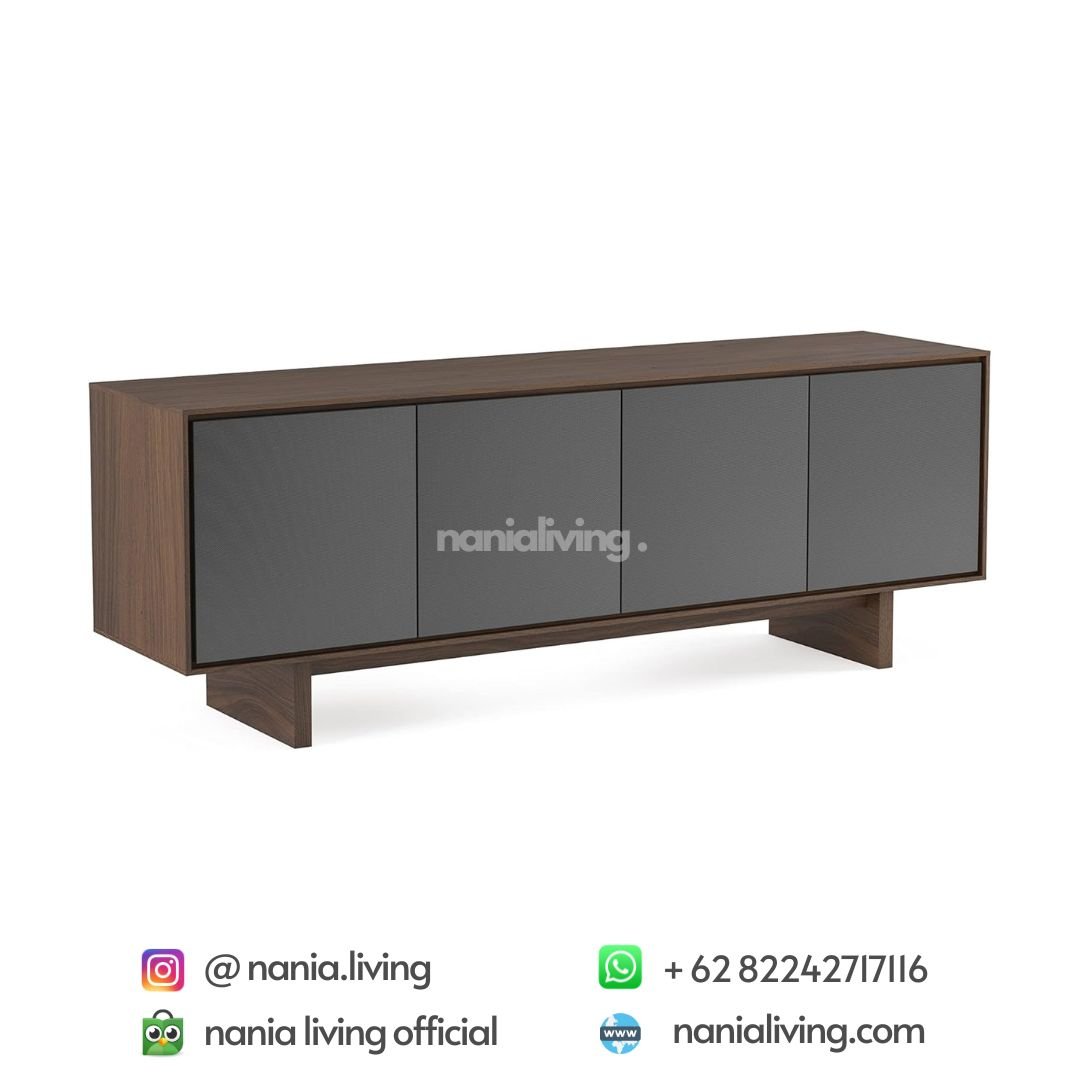side Calabria Minimalist Teak Wood Sideboard TV with 4 Doors