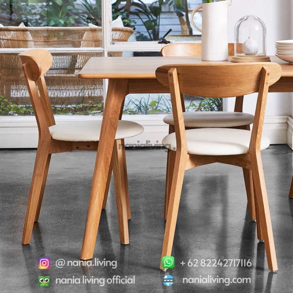 Central 6pc Teak Dining Table Minimalist with Cushioned Chairs