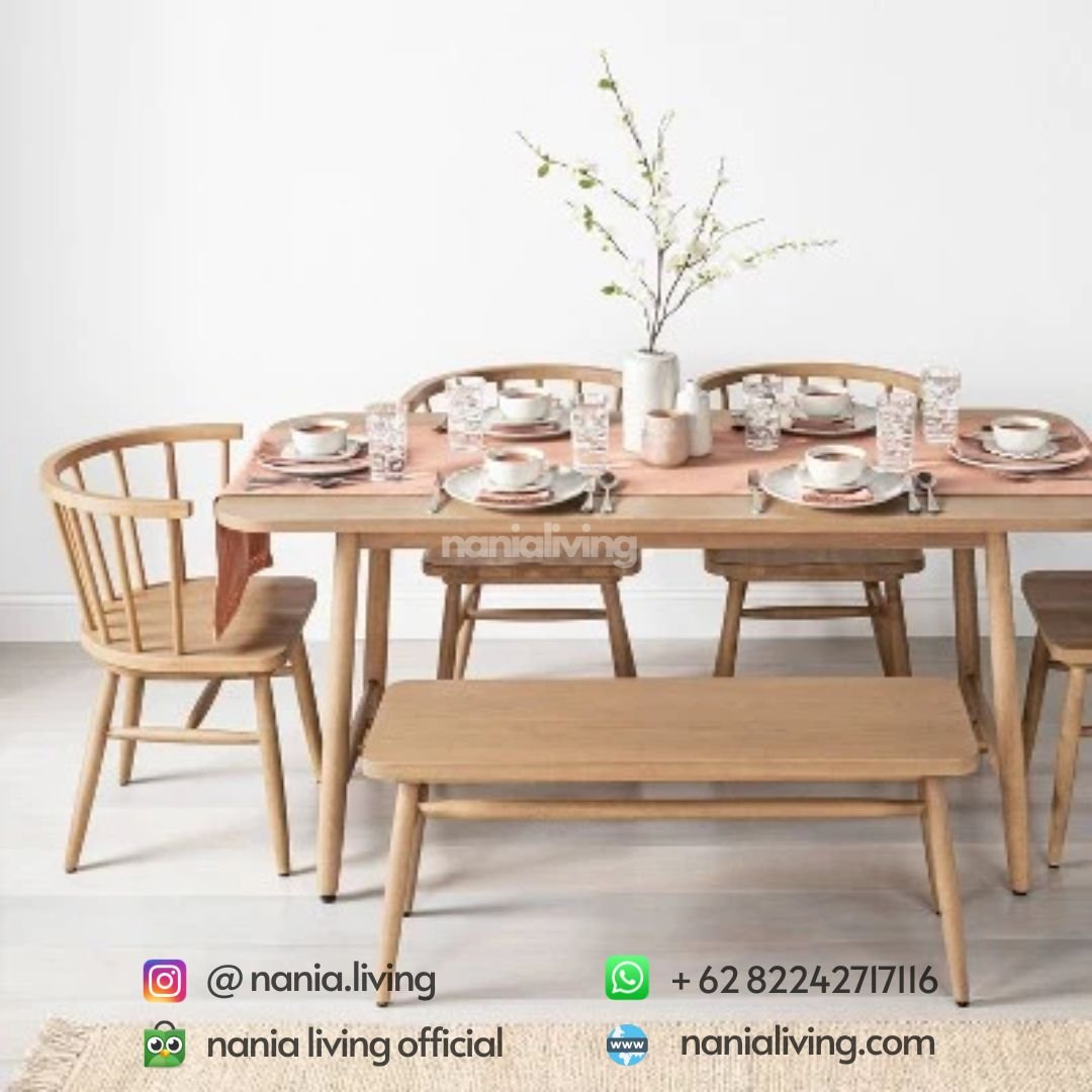 Edinburgh Scandinavian Teak 6pc Dining Table Set with Natural