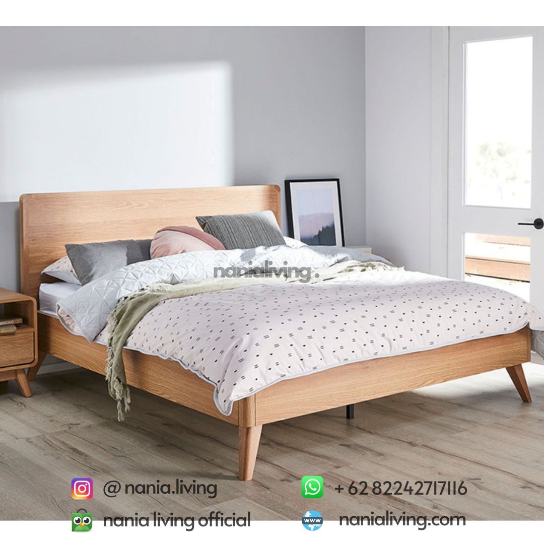 Launceston Teak Wood Bed Minimalist Cot Solid Natural