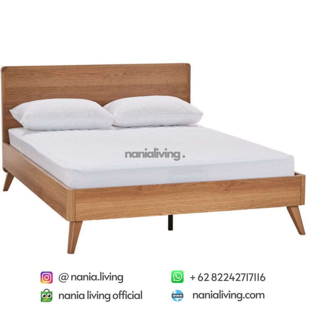 side Launceston Teak Wood Bed Minimalist Cot Solid Natural