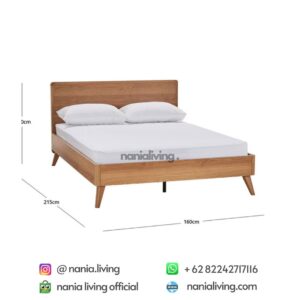 size Launceston Teak Wood Bed Minimalist Cot Solid Natural