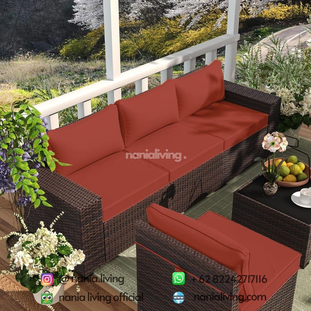 Memphis Outdoor Rattan Guest Sofa Chair Set With Cushion