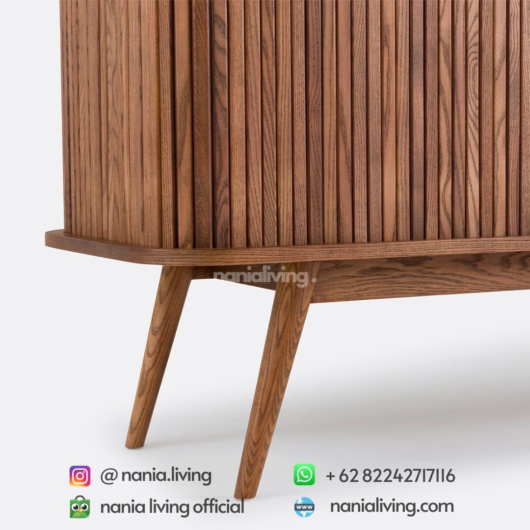 detail back Molise Minimalist Teak Wood Credenza Natural 2 Door