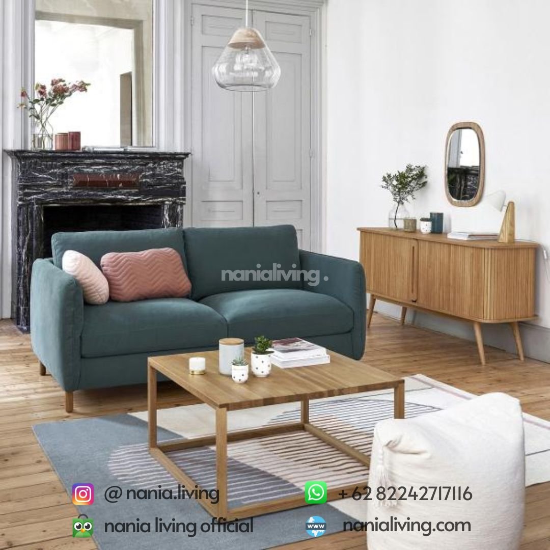 living Molise Minimalist Teak Wood Credenza Natural 2 Door