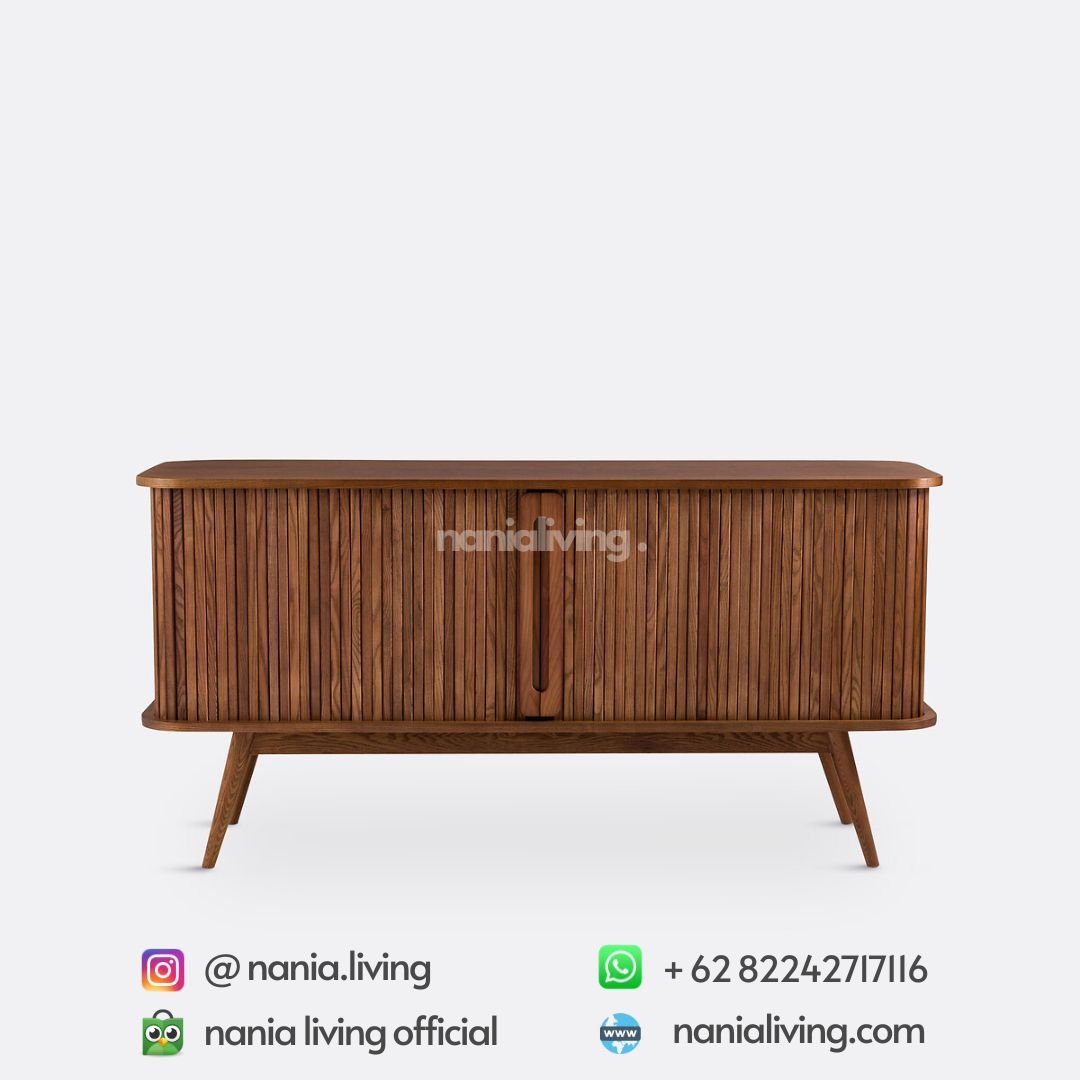 Molise Minimalist Teak Wood Credenza Natural 2 Door