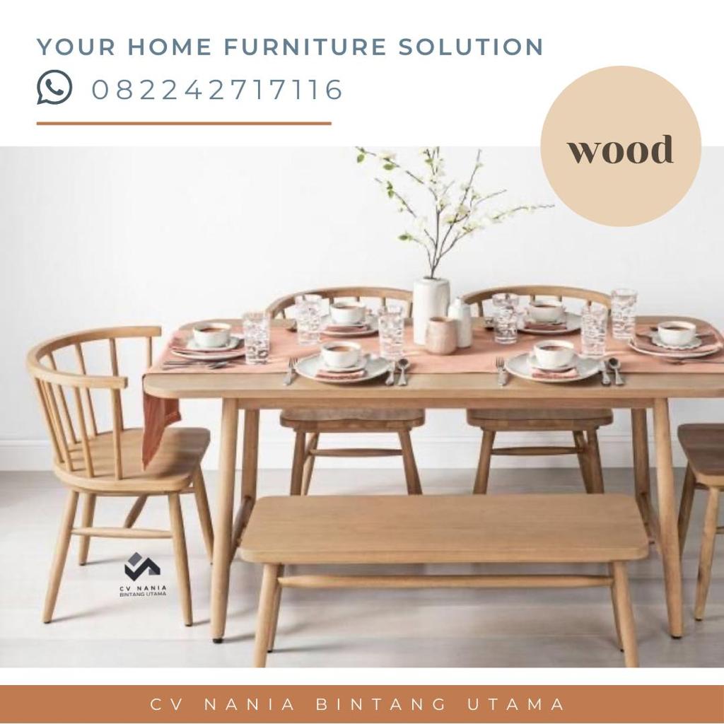 Edinburgh Scandinavian Teak 6pc Dining Table Set with Natural