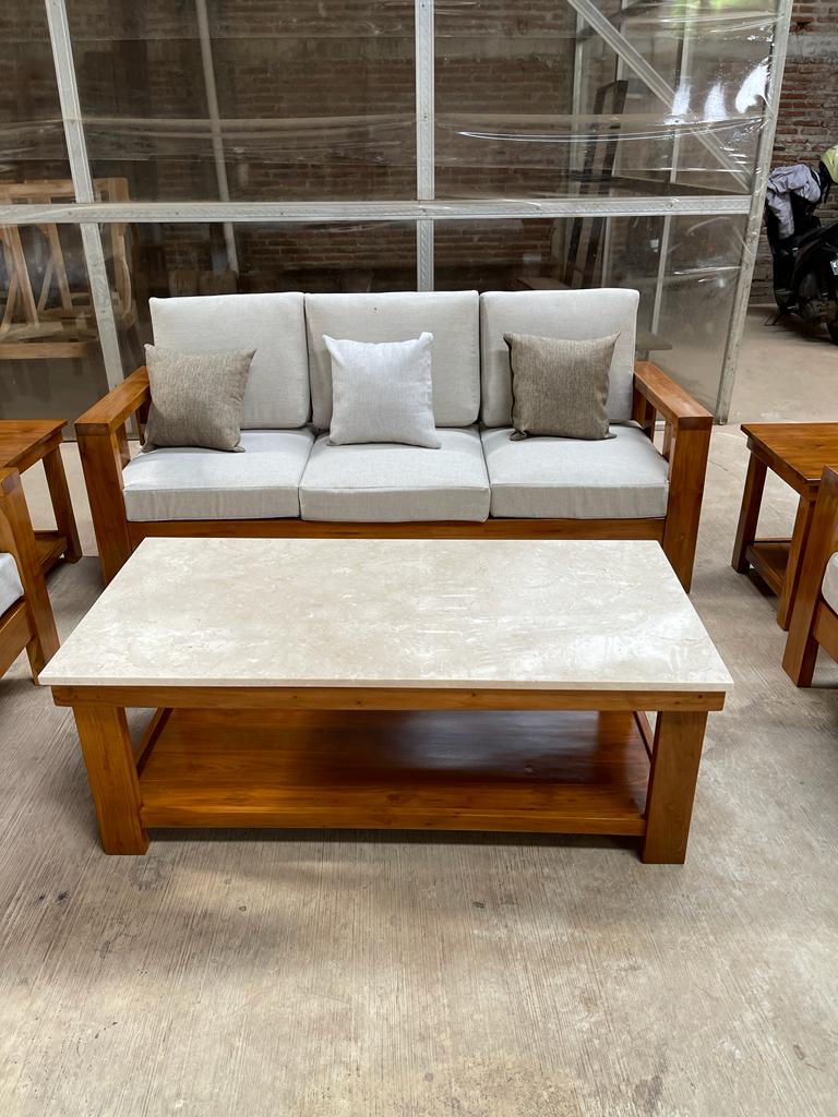 Winsford Teak Living Chair and Living Table Set with Cushion