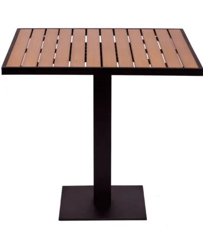 Bathurst Teak Wood Square Coffee Table With One Iron Leg