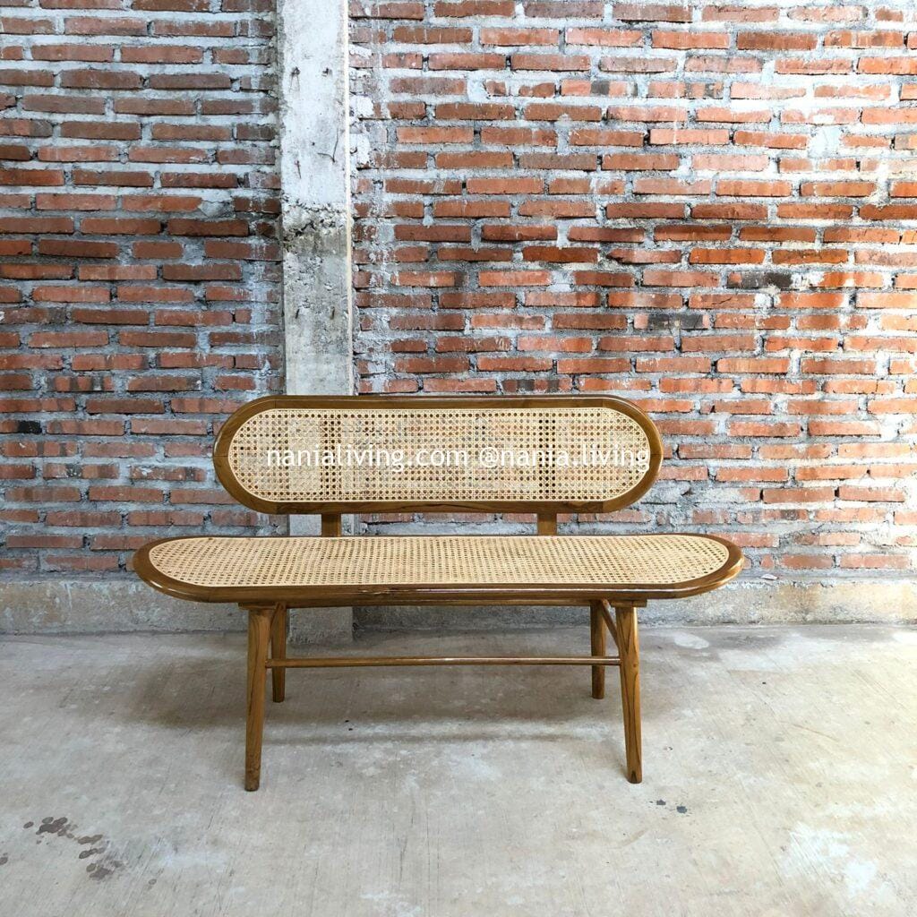 Harbour Original Rattan Bench with Rattan Backrest