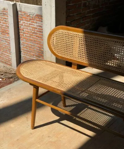 Harbour Original Rattan Bench with Rattan Backrest