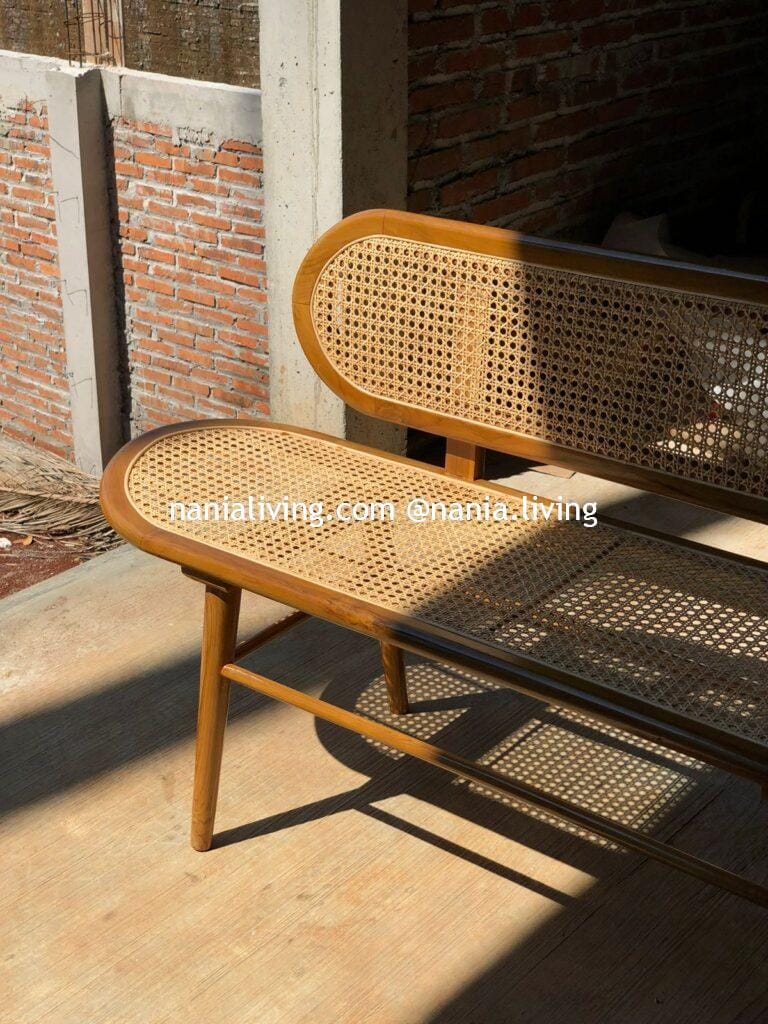 Harbour Original Rattan Bench with Rattan Backrest