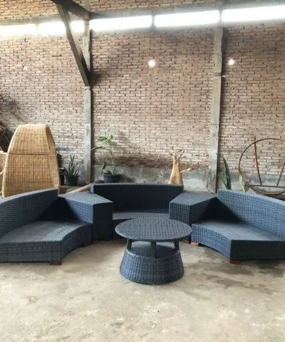 Bay Half Circle Synthetic Rattan Guest Chair Set with Cushion