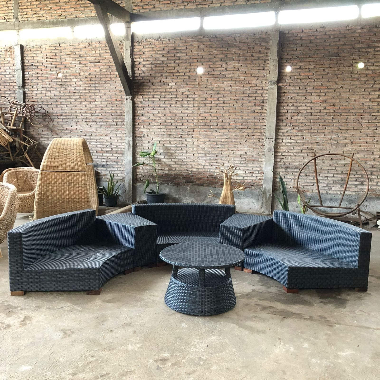 nania-adl (2) Bay Half Circle Synthetic Rattan Guest Chair Set with Cushion