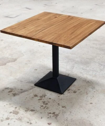 Albury Teak Wood Square Coffee Table With Single Iron Leg