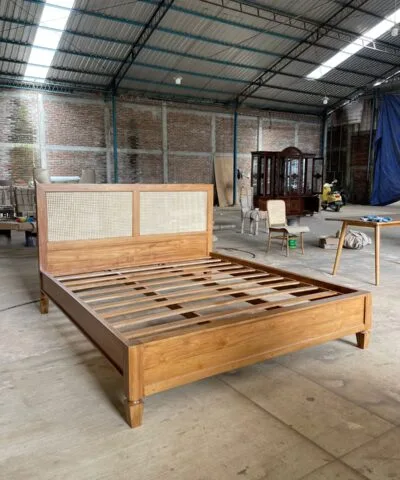 Goulburn Teak Wood Bed with Rattan Combination