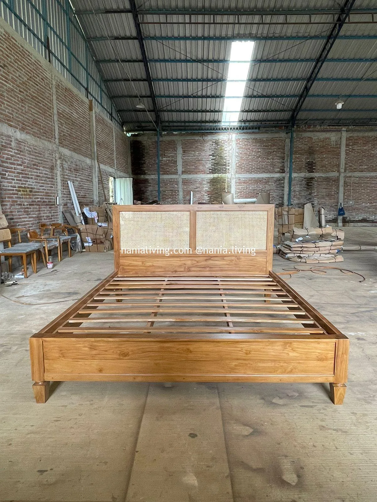 nania-adx (3) Goulburn Teak Wood Bed with Rattan Combination