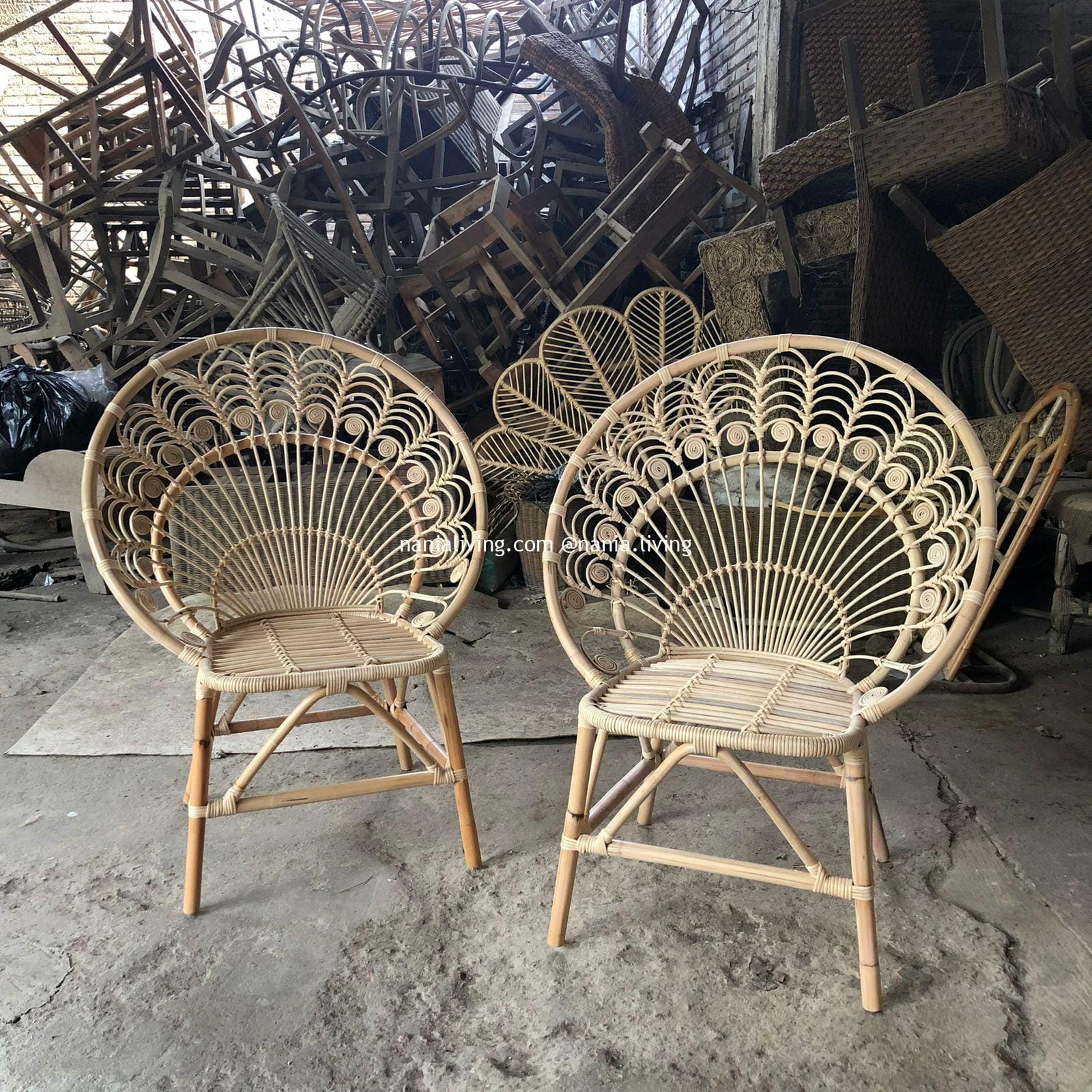 Palmerston Original Rattan Wicker Garden Chair Peacock Motif