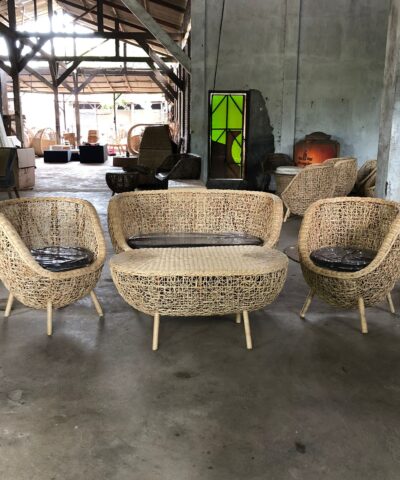 Hedland Rattan Wicker Living Chair Set With Rattan Table