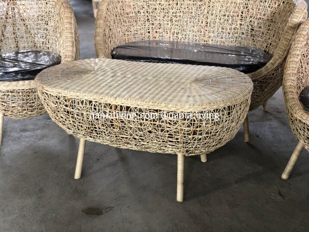 Hedland Rattan Wicker Living Chair Set With Rattan Table