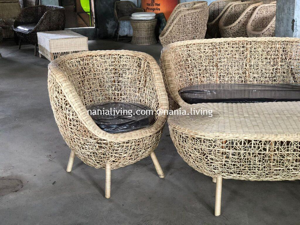 Hedland Rattan Wicker Living Chair Set With Rattan Table