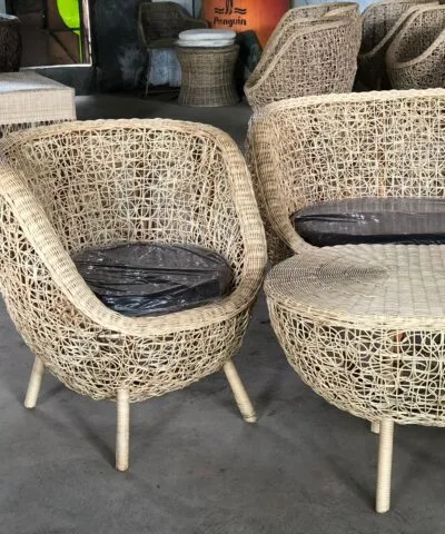 Hedland Rattan Wicker Living Chair Set With Rattan Table