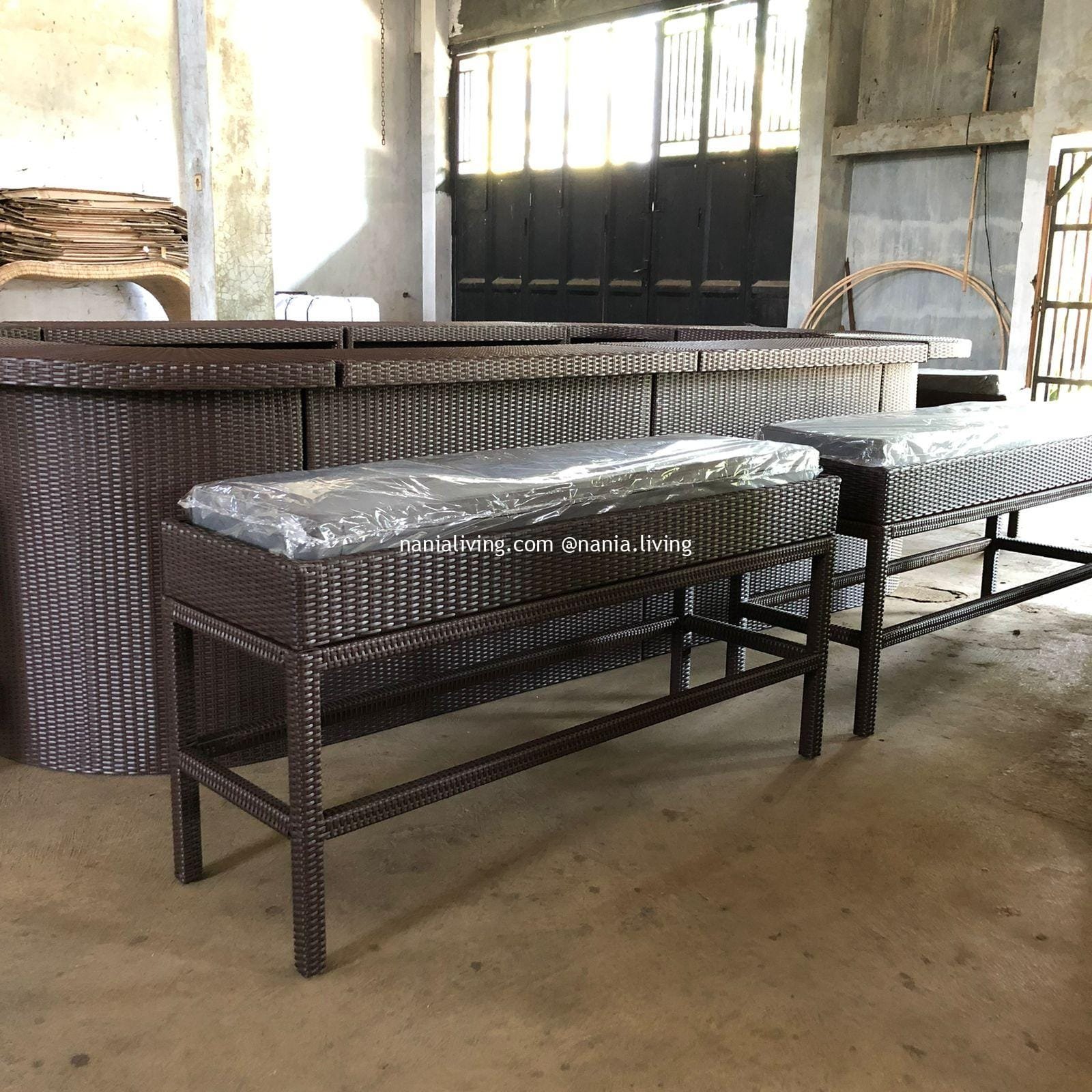 Gladstone Synthetic Rattan Stool Dark Brown With Cushion