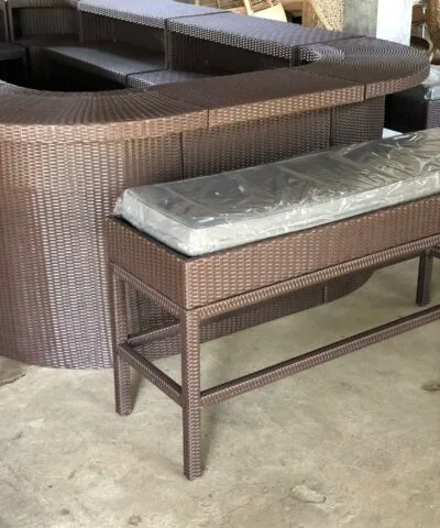 Gladstone Synthetic Rattan Stool Dark Brown With Cushion