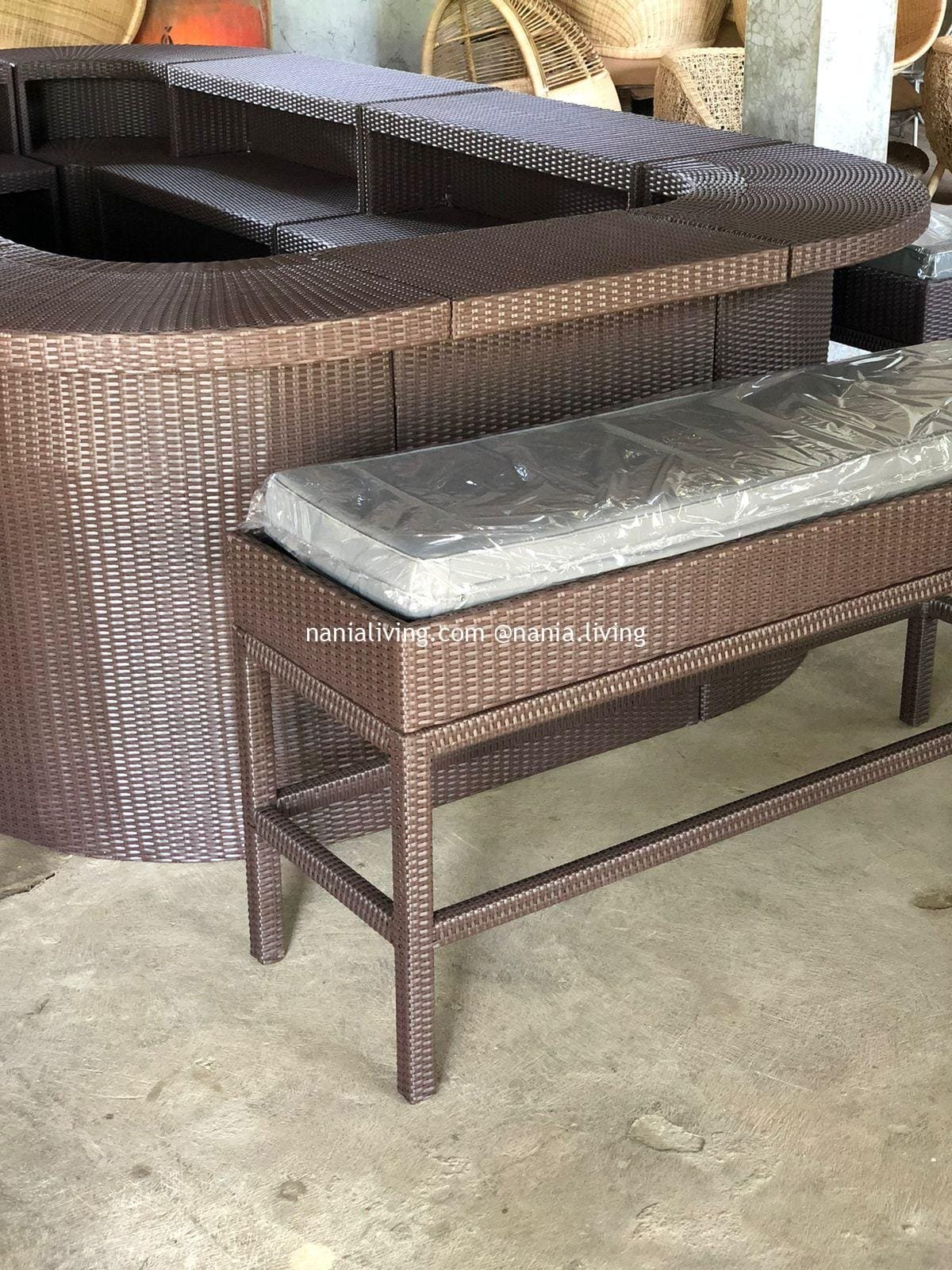 Gladstone Synthetic Rattan Stool Dark Brown With Cushion