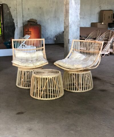 Albany Rattan Cushioned Patio Chair Set With Table