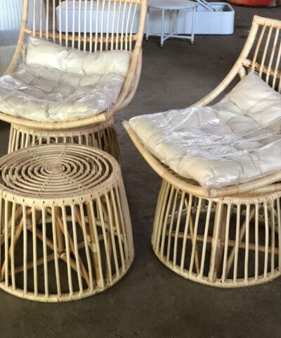 Albany Rattan Cushioned Patio Chair Set With Table