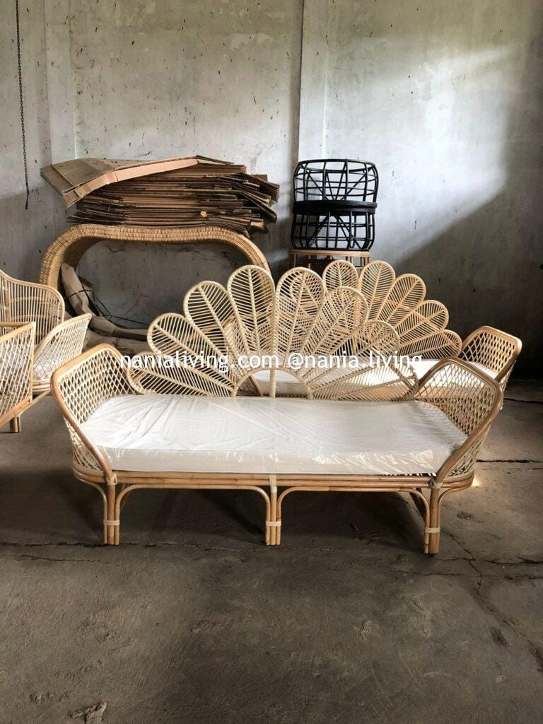 Bairnsdale Original Rattan Sofa with Peacock Motif Backrest