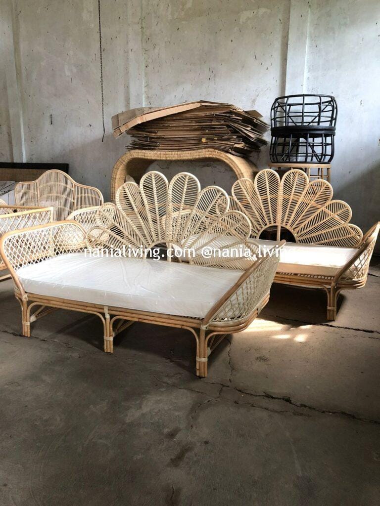 Bairnsdale Original Rattan Sofa with Peacock Motif Backrest