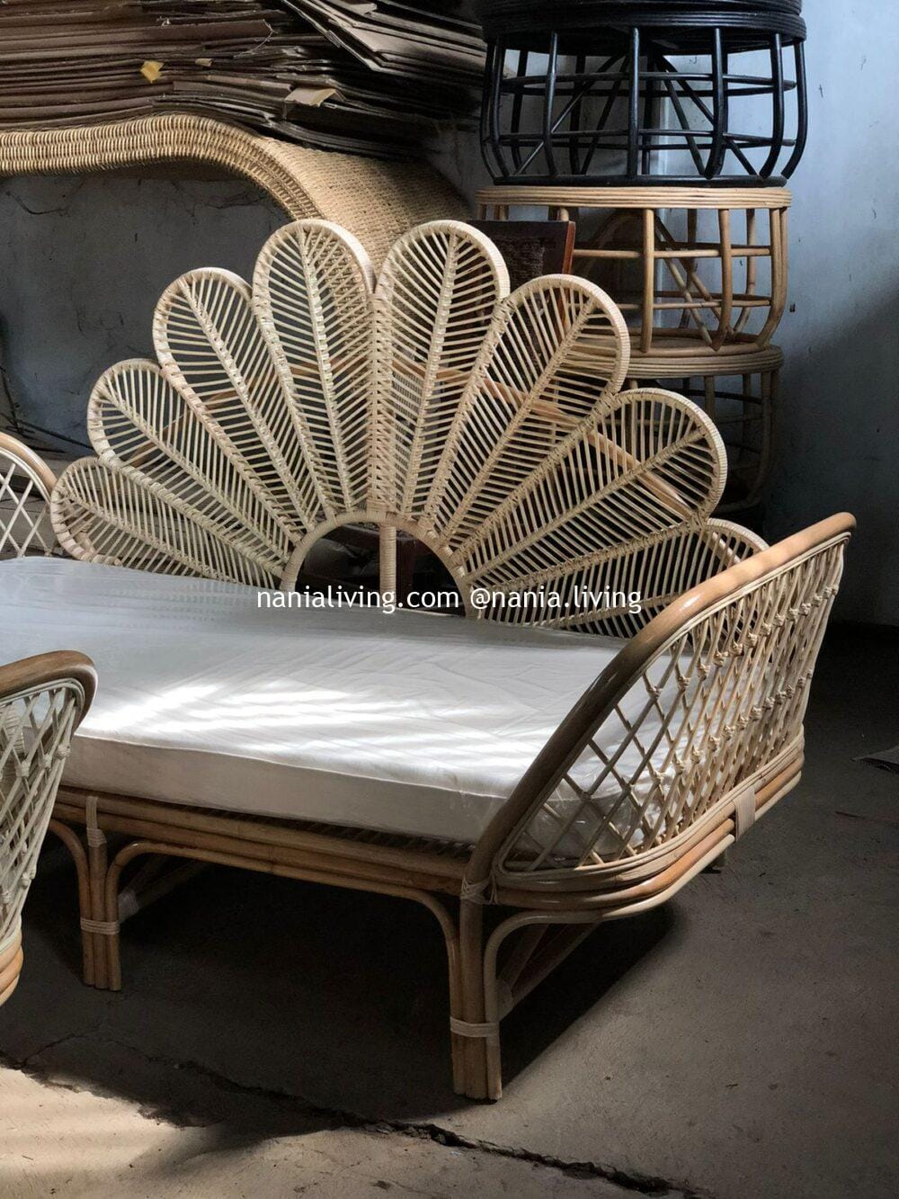 Bairnsdale Original Rattan Sofa with Peacock Motif Backrest