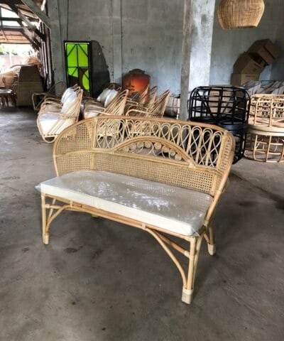 Sale Natural Genuine Rattan Stool With White Cushion