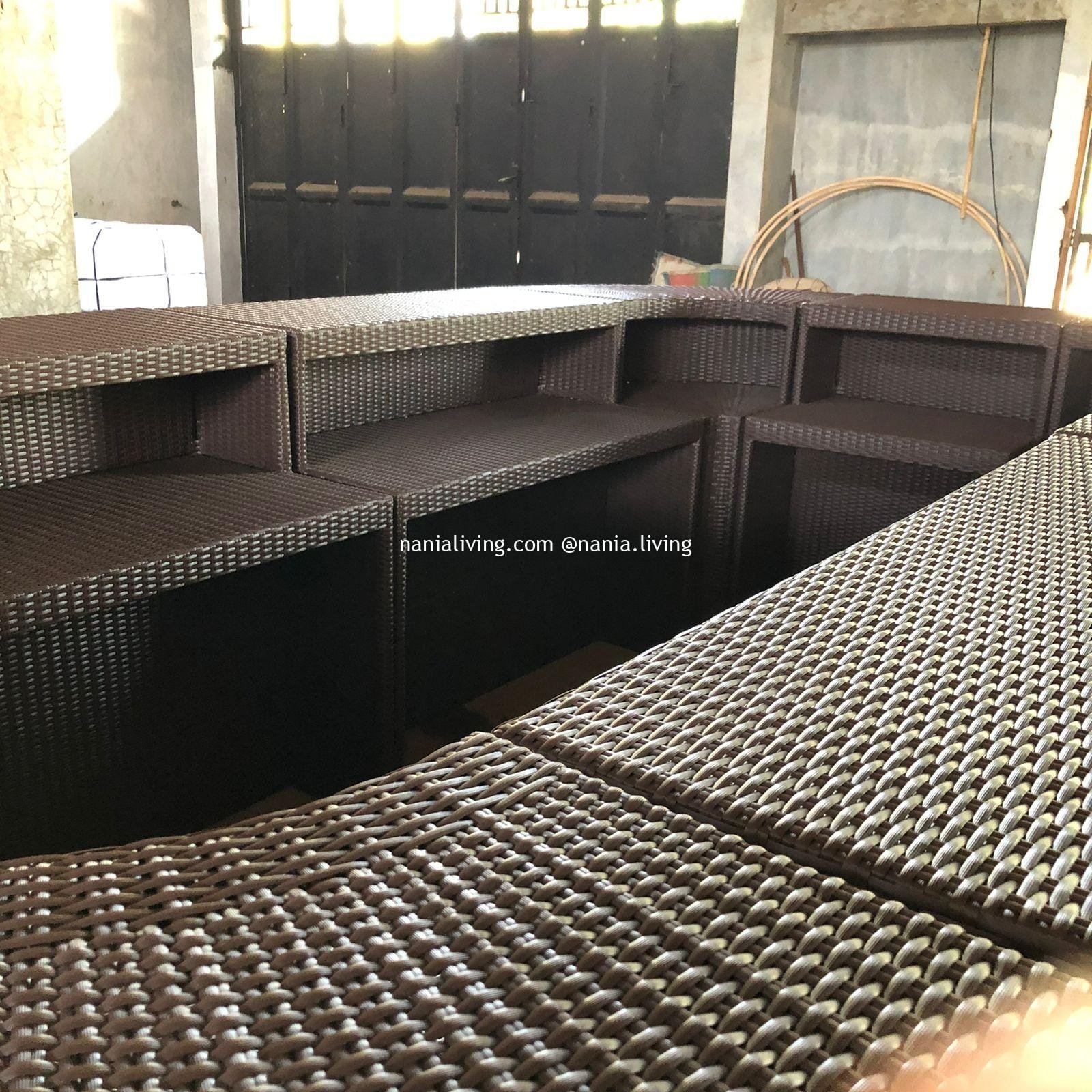 Emerald Synthetic Rattan Circular Oval Bar Table Set With Bench