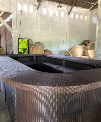 Emerald Synthetic Rattan Circular Oval Bar Table Set With Bench