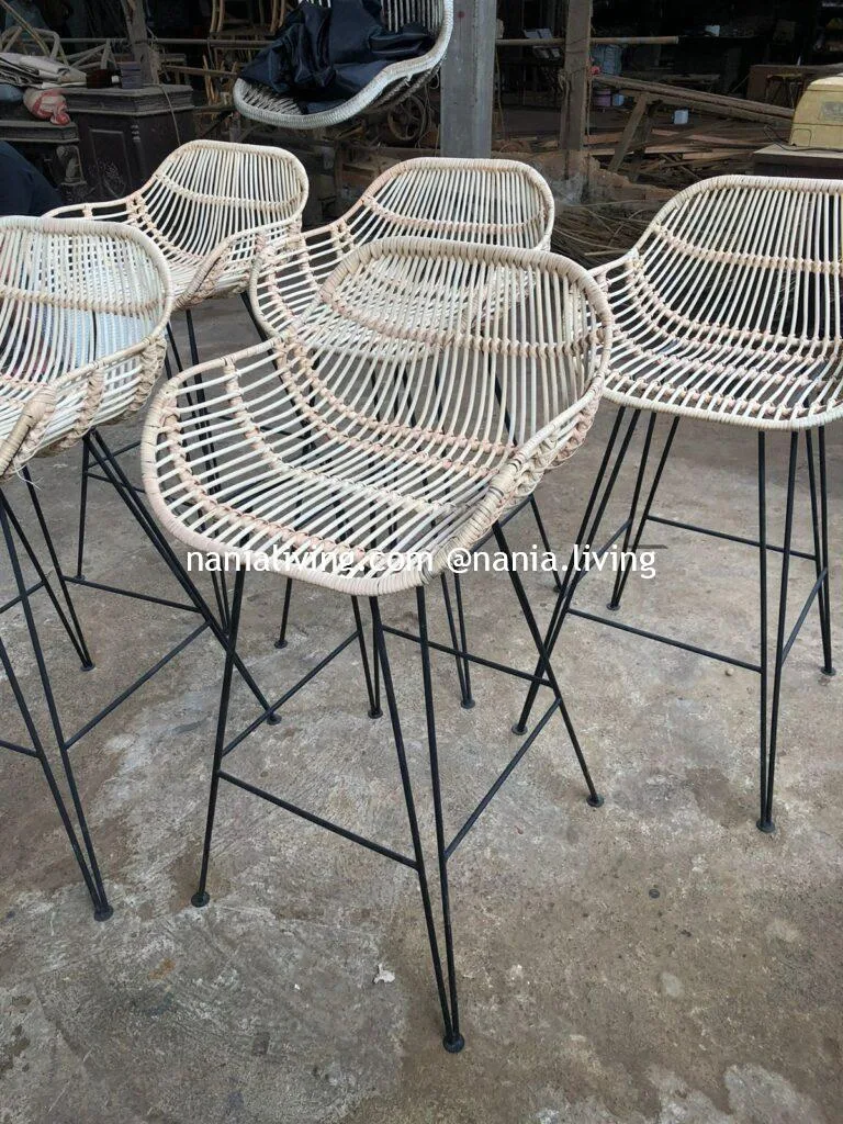 Katherine Rattan Wicker Chair With Metal Feet