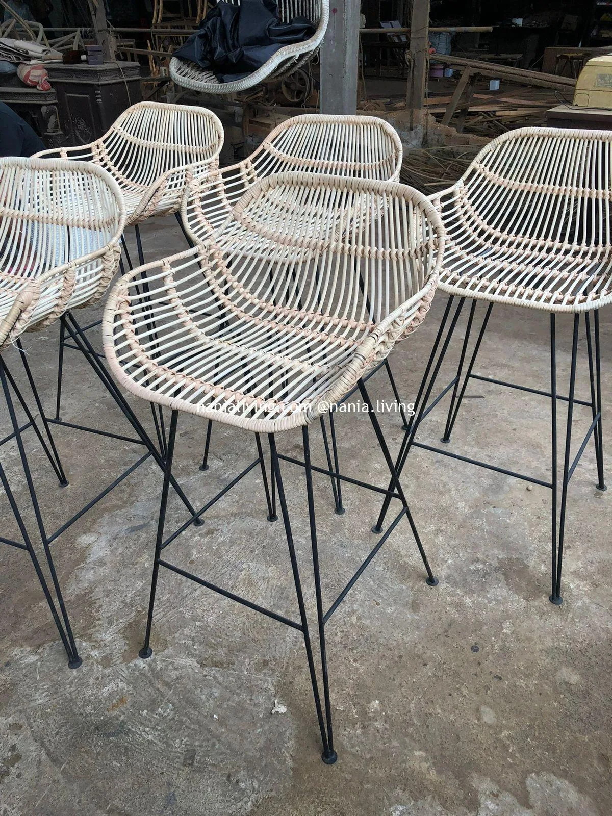 nania-aey Katherine Rattan Wicker Chair With Metal Feet