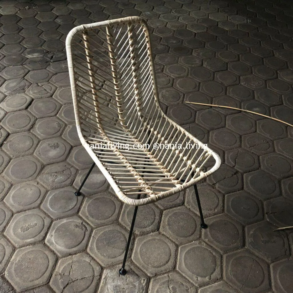 Devonport Rattan Minimalist Dining Chair With Metal Legs