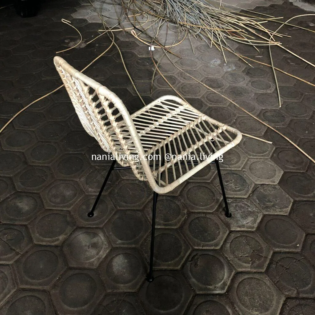 Devonport Rattan Minimalist Dining Chair With Metal Legs