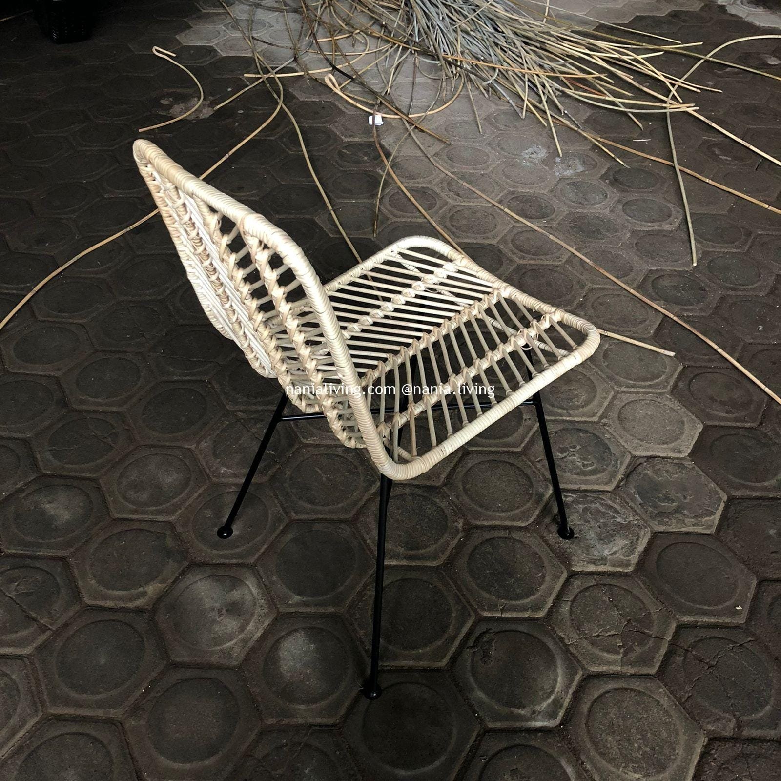 Devonport Rattan Minimalist Dining Chair With Metal Legs