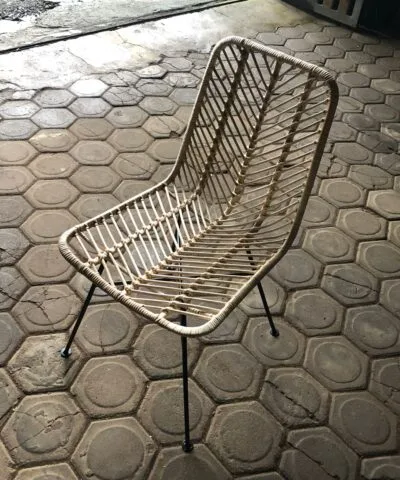 Devonport Rattan Minimalist Dining Chair With Metal Legs