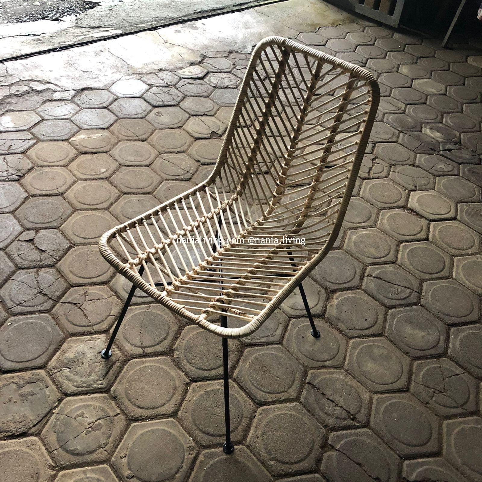 Devonport Rattan Minimalist Dining Chair With Metal Legs