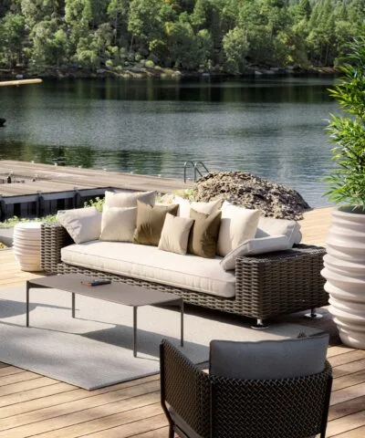 Ely Synthetic Rattan Seater Sofa Black