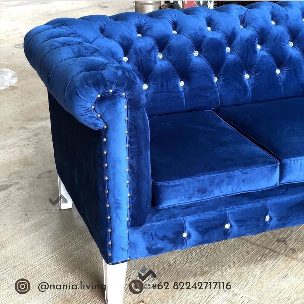 Sofa Chesterfield 3 Seater Navy