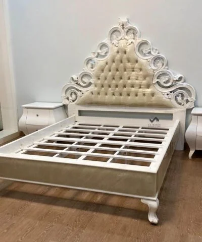 Erith Luxury Classic Teak Bed in White Duco Color