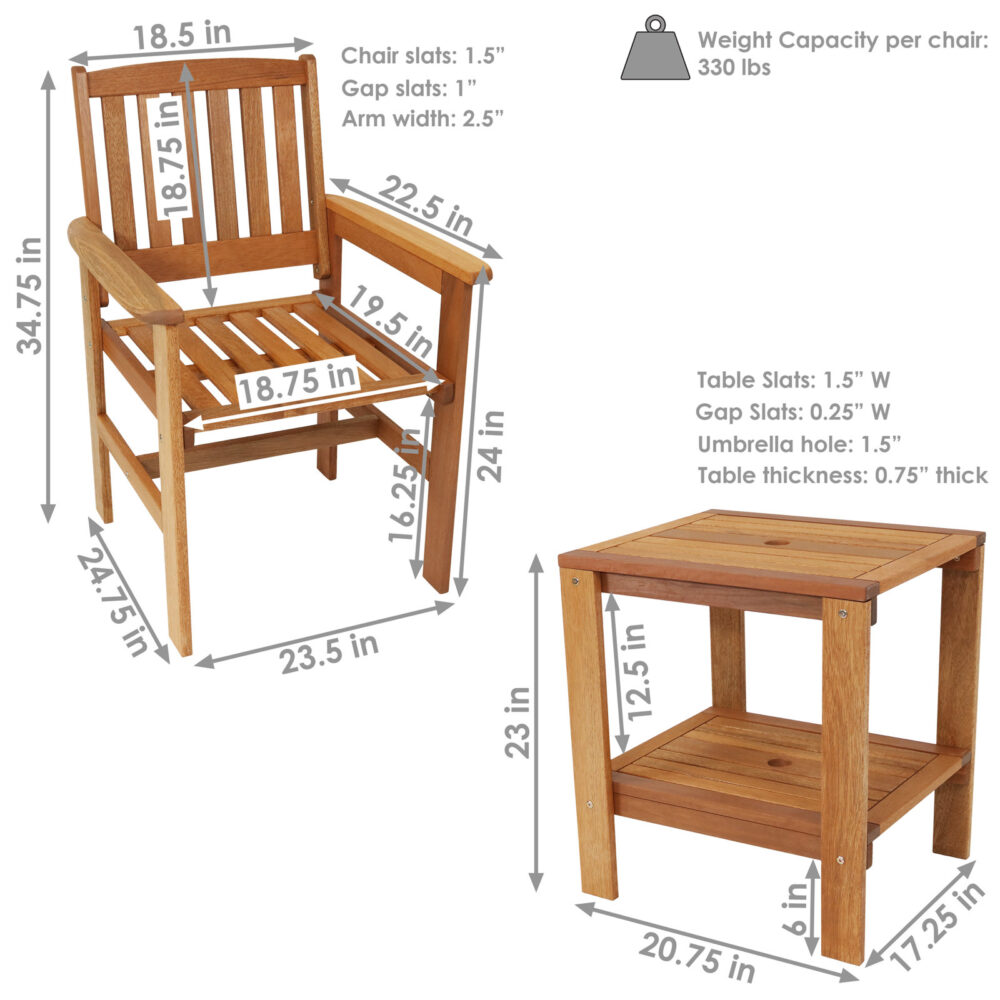 Ghayathi 3 Piece Teak Seating Patio Chair